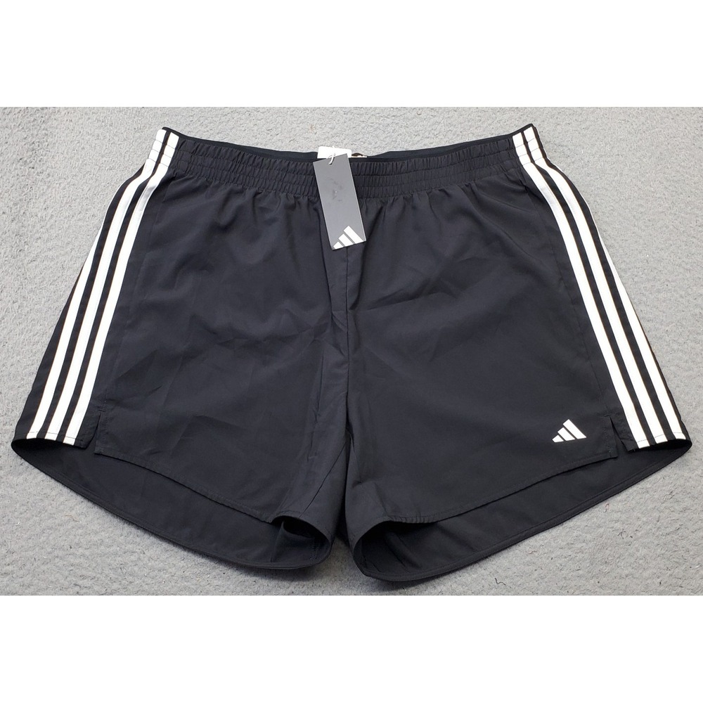 Adidas Train Essentials 3-Stripes Shorts Womens 1X Black High-Rise Athletic Fit